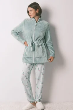Robe midi tecido polar verde