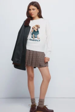 Saia curta com painéis xadrez