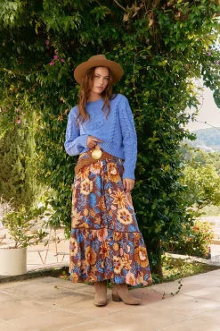 Saia Daphne com estampado de terra