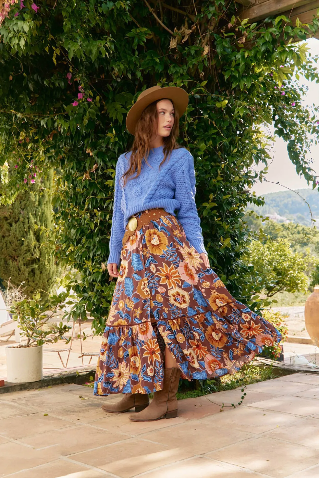 Saia Daphne com estampado de terra