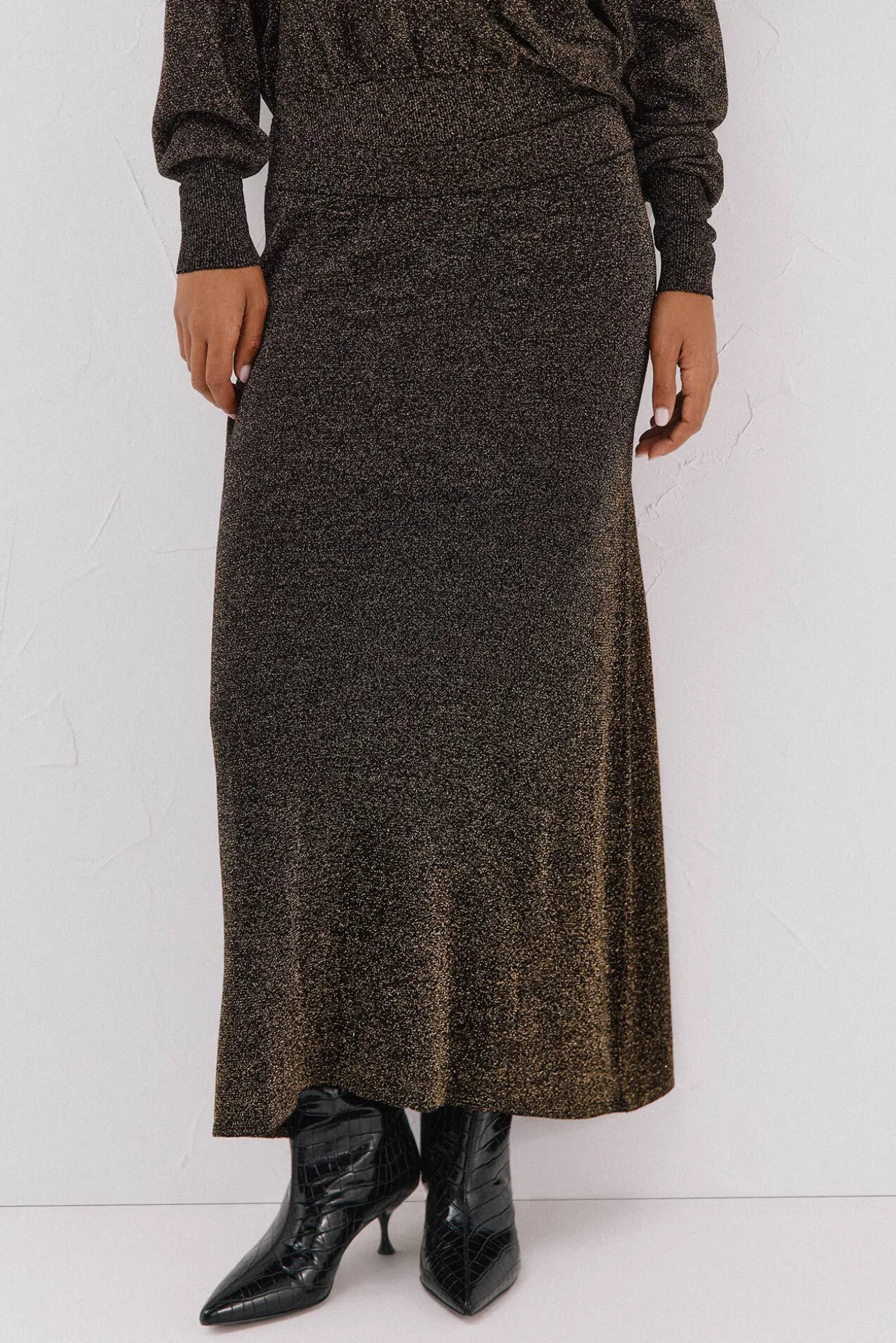Saia de malha com lurex