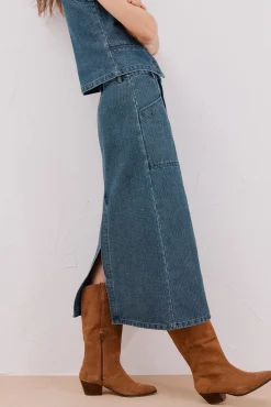 Saia jeans texturizada