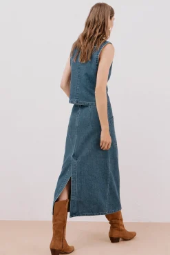 Saia jeans texturizada