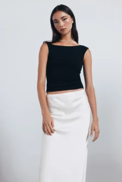 Saia midi acetinada