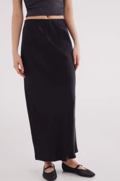 Saia midi acetinada