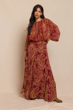 Saia midi capa estampada
