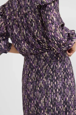 Saia midi com estampado ikat e abertura