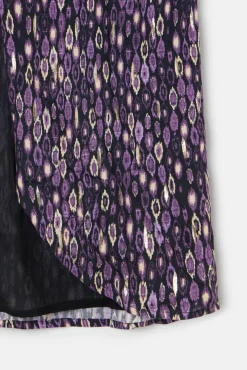 Saia midi com estampado ikat e abertura