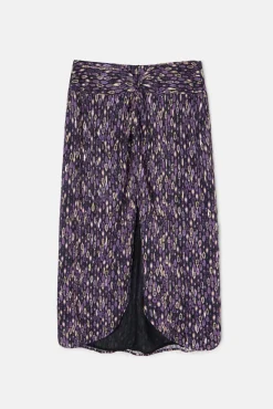 Saia midi com estampado ikat e abertura