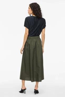 Saia midi de algodão orgânico com viscose