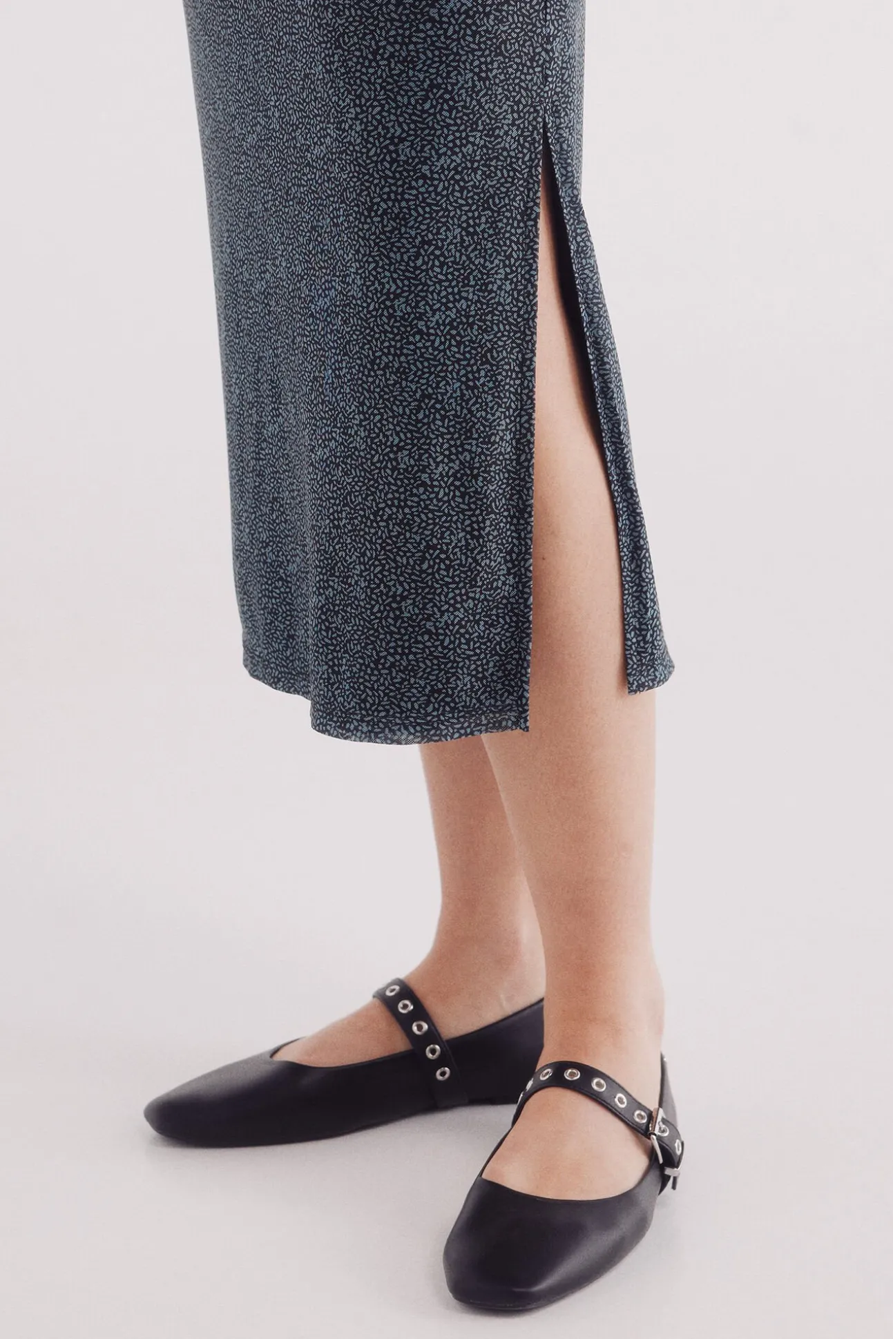 Saia midi de chiffon estampada