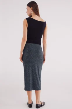 Saia midi de chiffon estampada