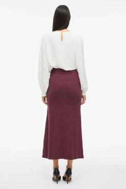Saia midi de malha com viscose