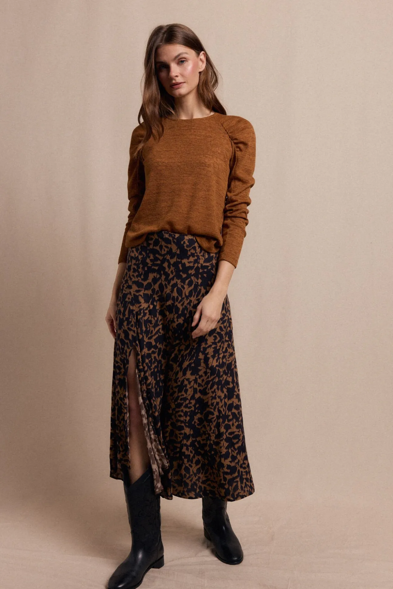 Saia midi estampada