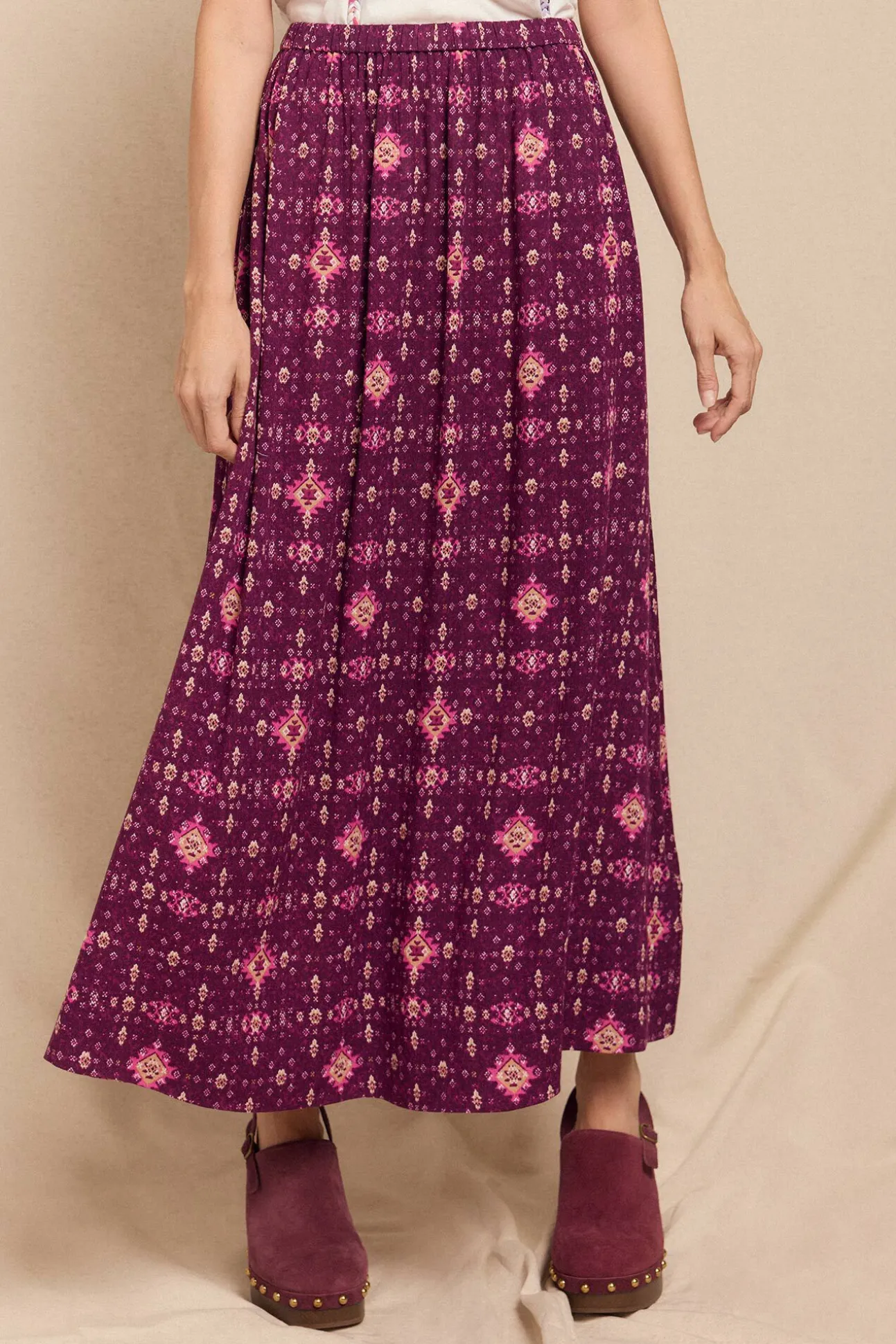 Saia midi estampada