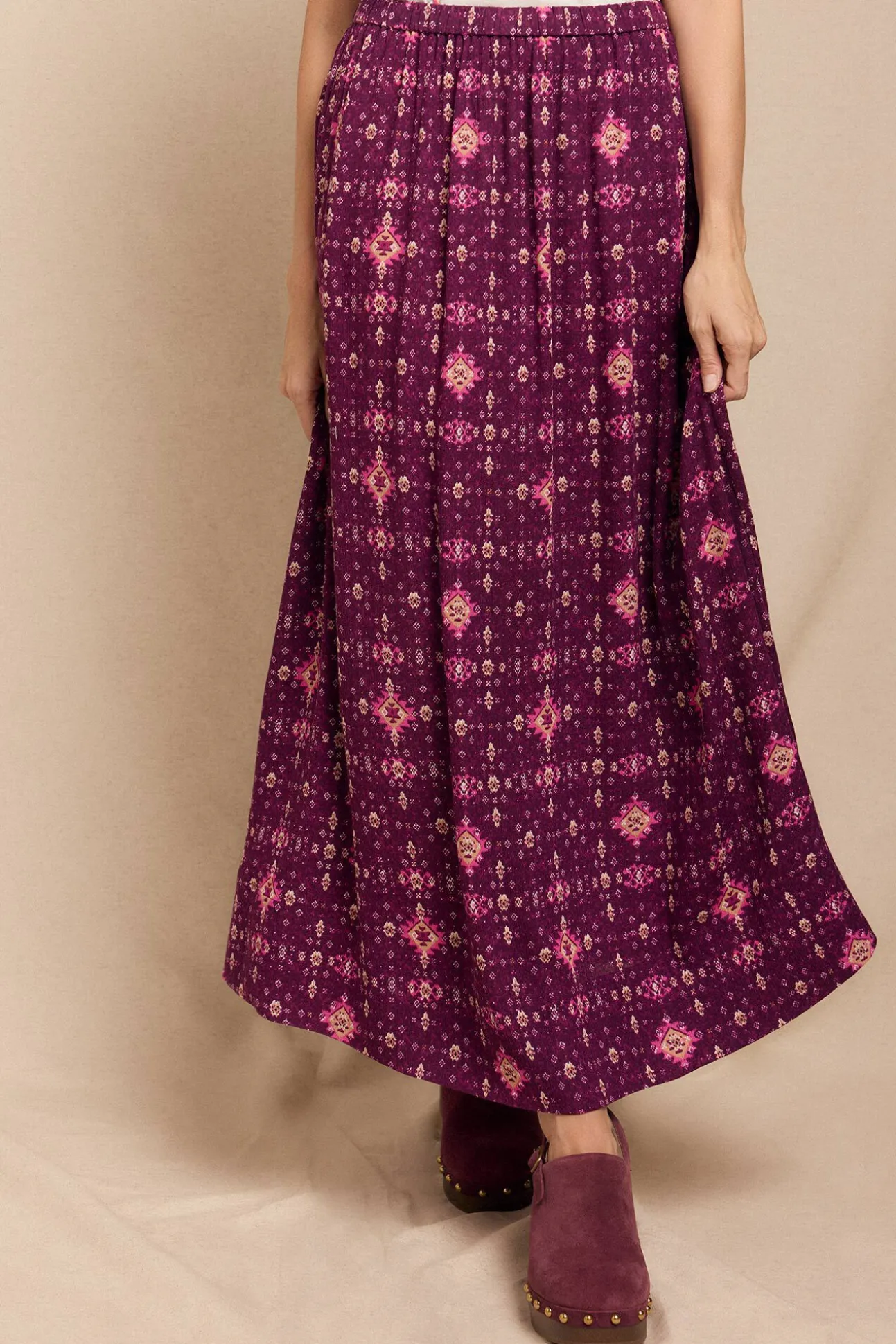 Saia midi estampada