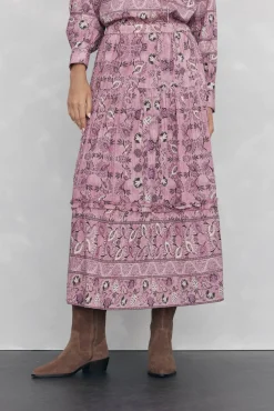 Saia midi estampada