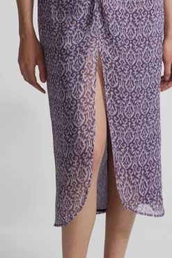 Saia midi estampado Ikat com abertura