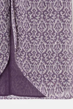 Saia midi estampado Ikat com abertura