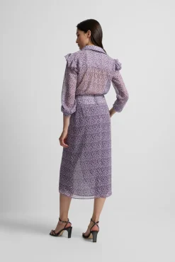 Saia midi estampado Ikat com abertura