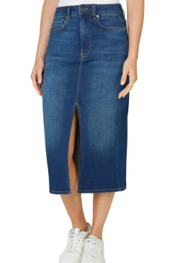Saia midi jeans slim fit