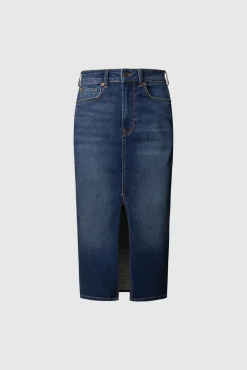 Saia midi jeans slim fit