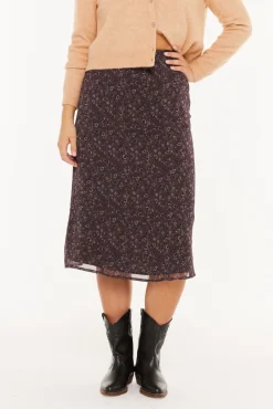 Saia midi pequena com estampado floral