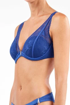 Soutien bralette de renda azul Klein