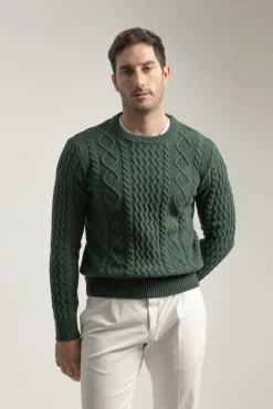Suéter Aran com gola redonda