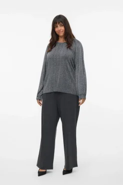 Suéter canelado lurex plus size