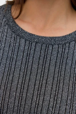 Suéter canelado lurex plus size