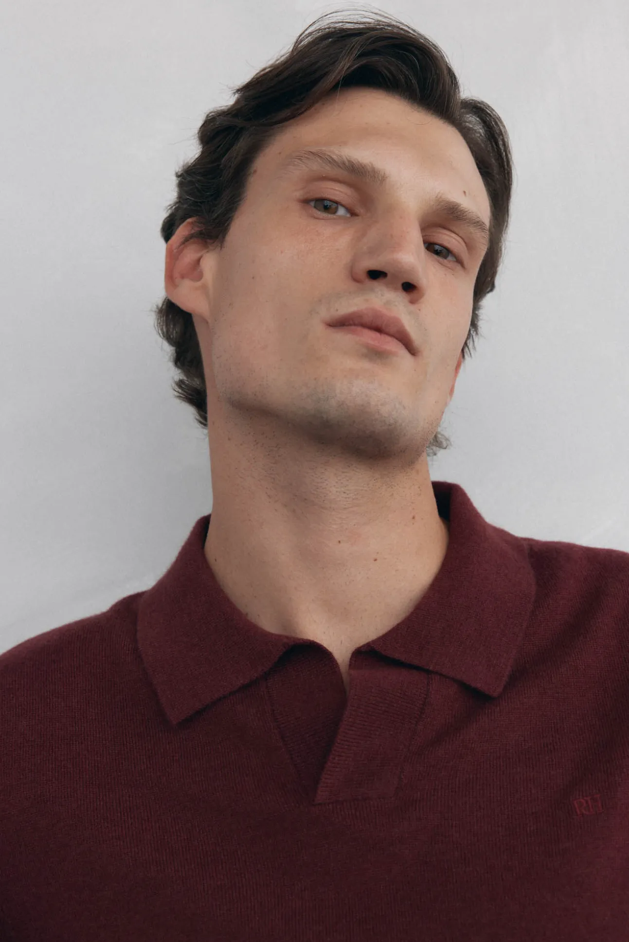 Suéter com gola Johnny em lã merino e cashmere
