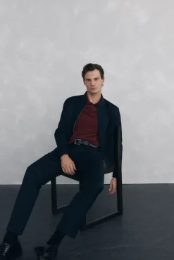 Suéter com gola Johnny em lã merino e cashmere