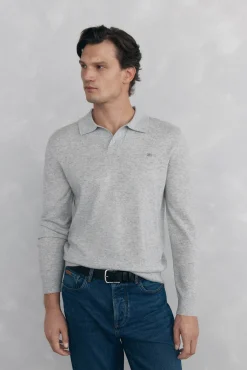 Suéter com gola Johnny em lã merino e cashmere
