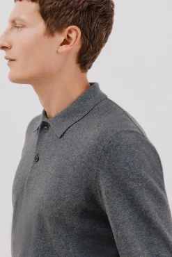 Suéter de cashmere de algodão com gola polo