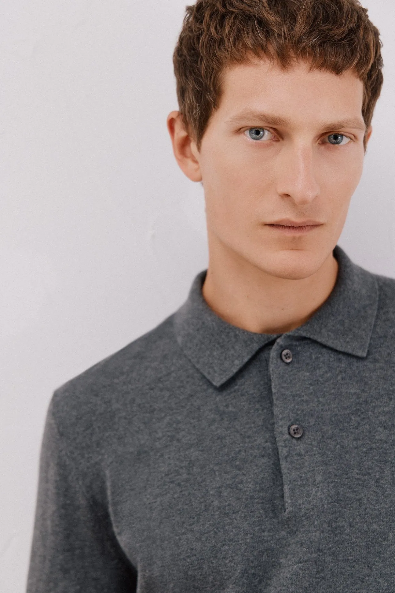 Suéter de cashmere de algodão com gola polo