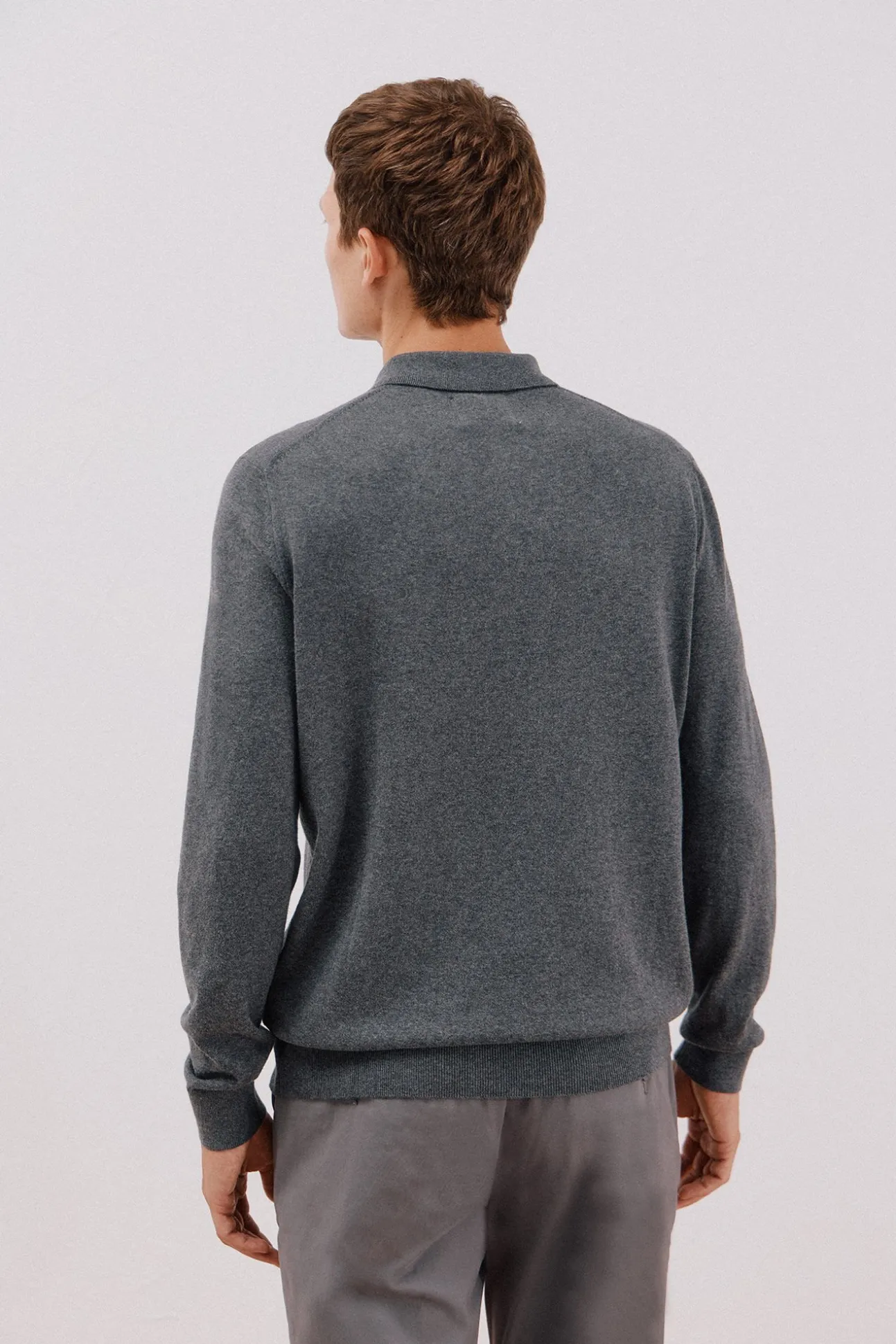 Suéter de cashmere de algodão com gola polo