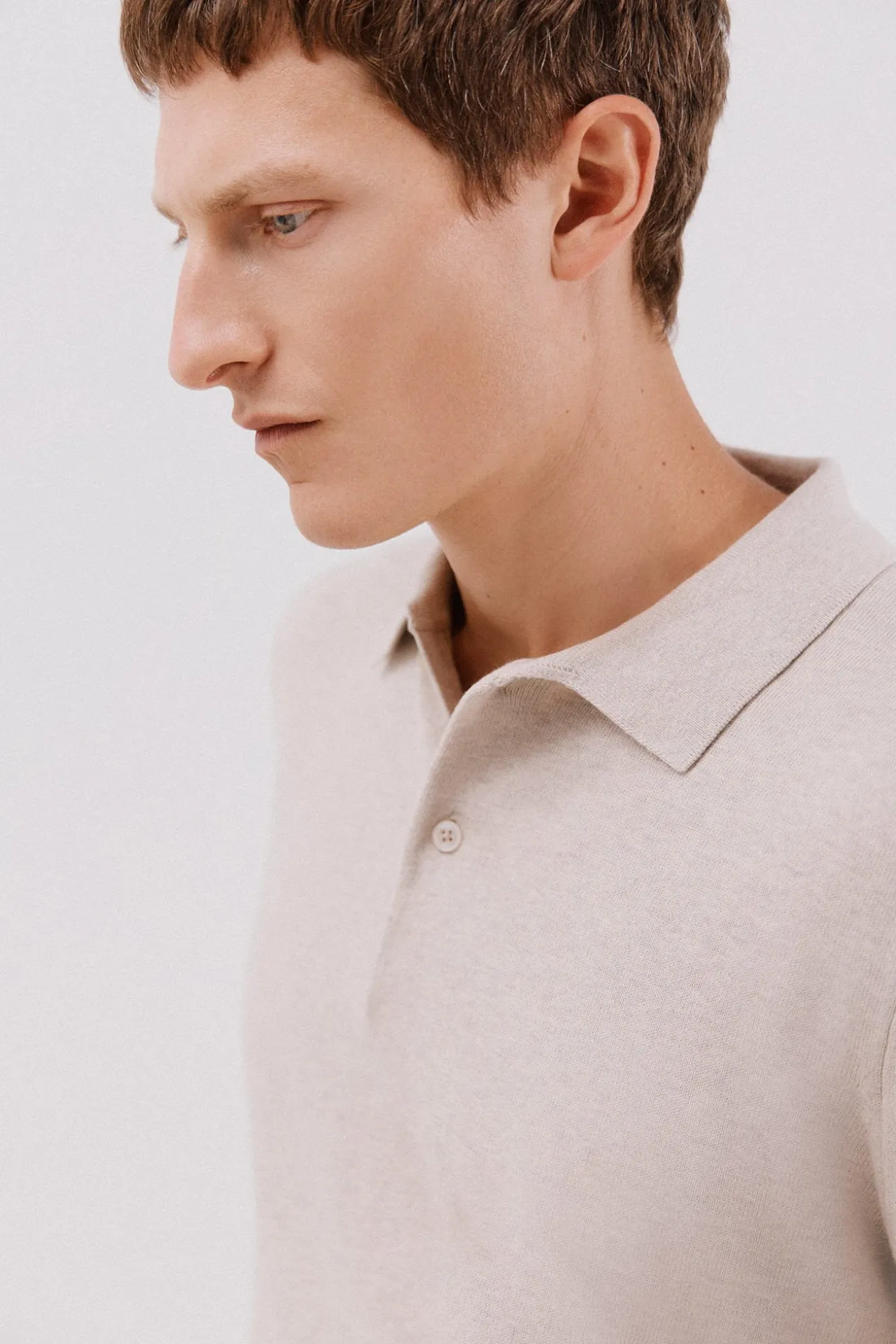 Suéter de cashmere de algodão com gola polo