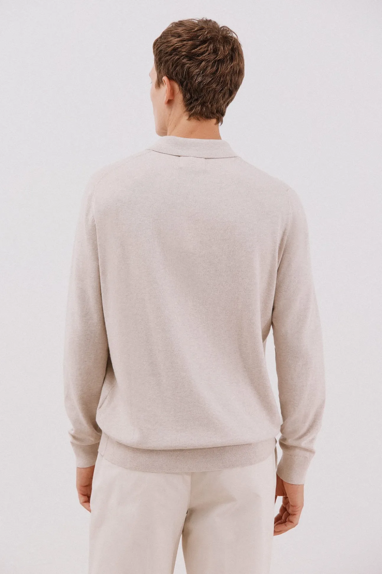 Suéter de cashmere de algodão com gola polo