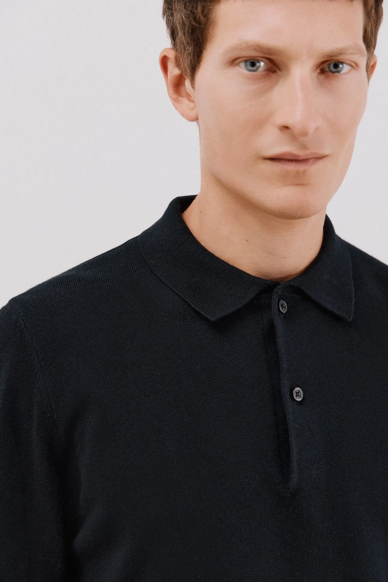 Suéter de cashmere de algodão com gola polo