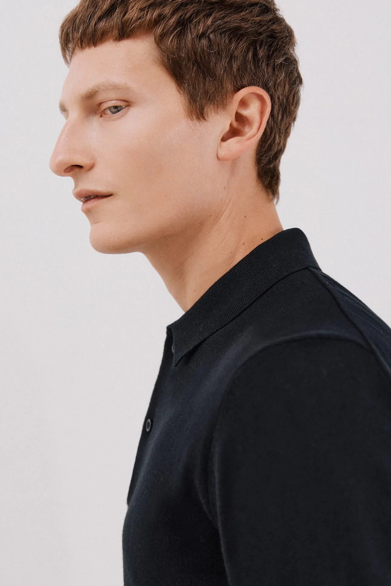 Suéter de cashmere de algodão com gola polo
