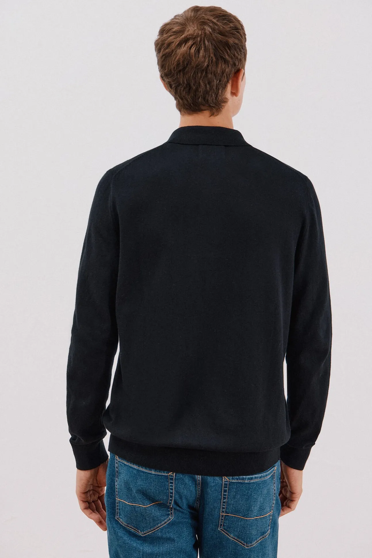 Suéter de cashmere de algodão com gola polo