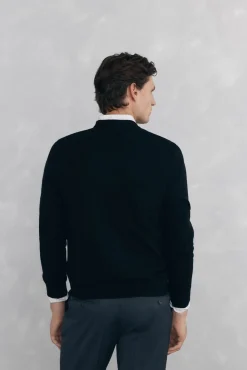 Suéter de gola caixa em lã merino e cashmere
