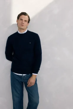 Suéter de gola caixa em lã merino e cashmere