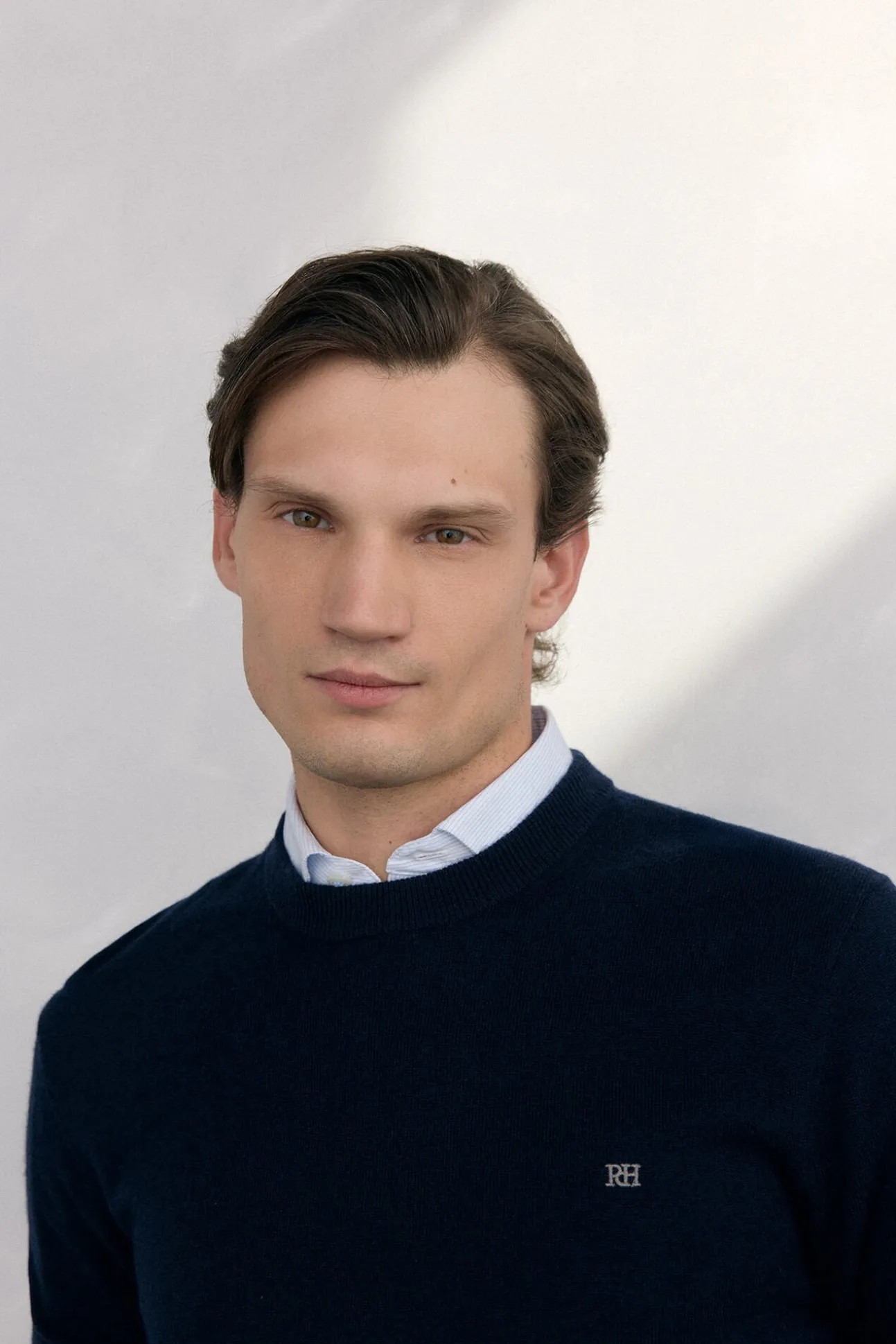 Suéter de gola caixa em lã merino e cashmere