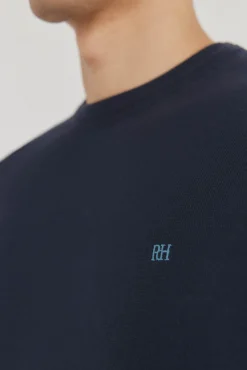 Suéter fino de algodão premium com gola redonda