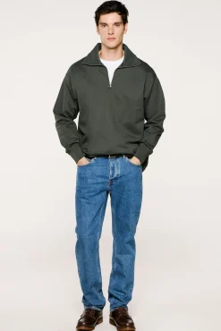 Sweatshirt 100% algodão orgânico com meia fecho-éclair