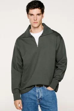 Sweatshirt 100% algodão orgânico com meia fecho-éclair