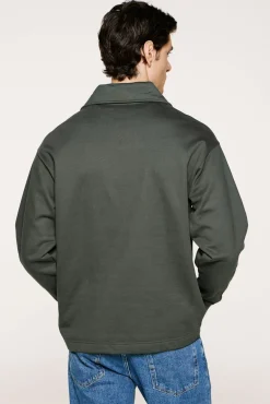 Sweatshirt 100% algodão orgânico com meia fecho-éclair