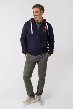 Sweatshirt aberto com capuz e bolsos